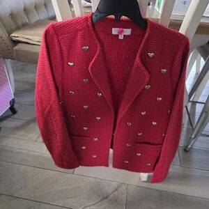 DG2 by Diane Gilman Red Cardigan with Gold Accents
